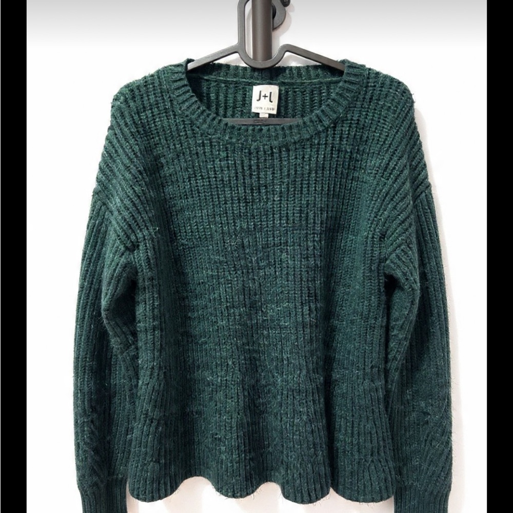John + Jenn Forest Green Ribbed Sweater